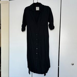 Abercrombie & Fitch Black Long Sleeve Button-Front Shirt Dress